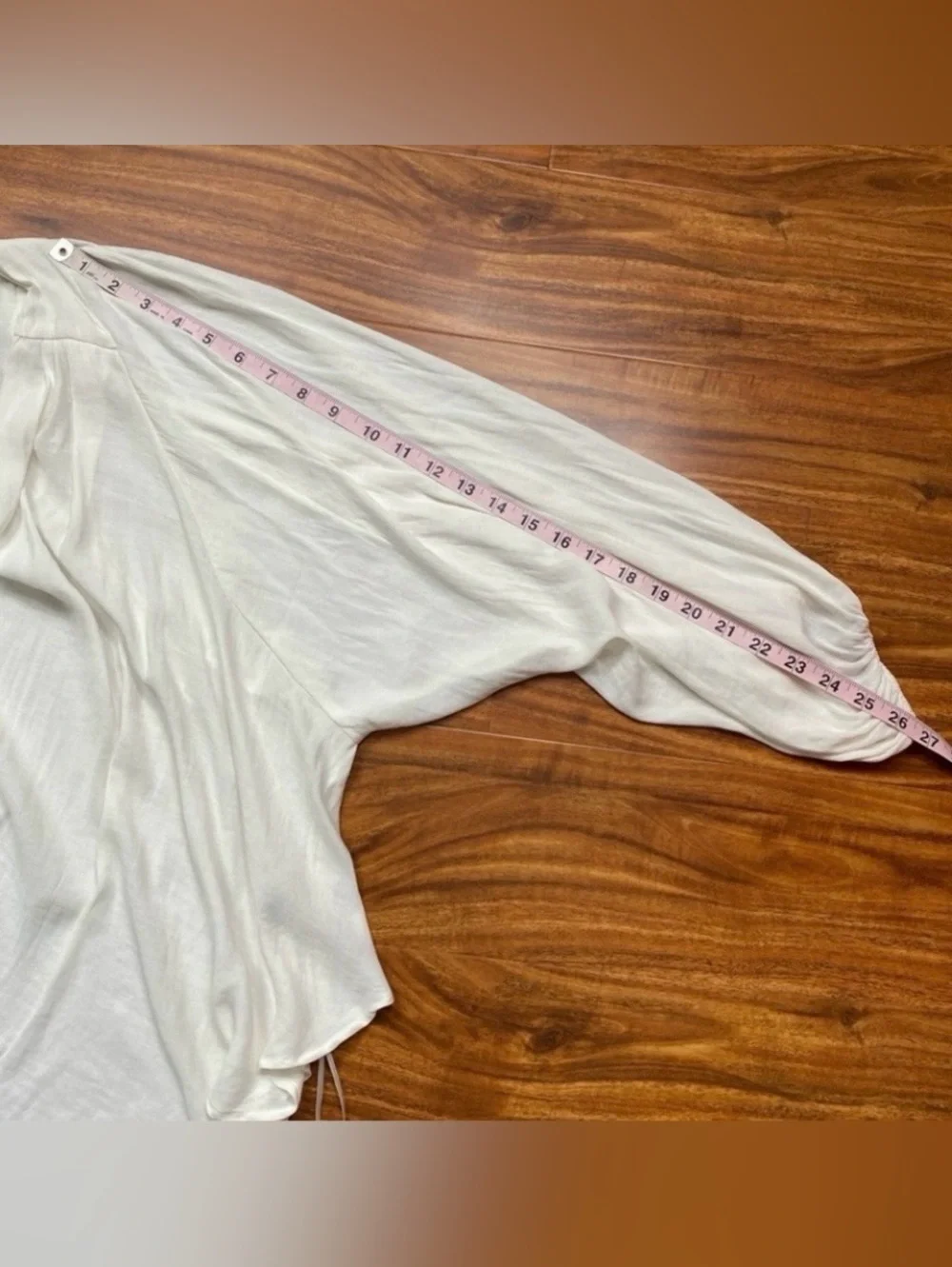 Free People Women White Drappy Peasant Sleeve Oversize Blouse Size Large Coastal